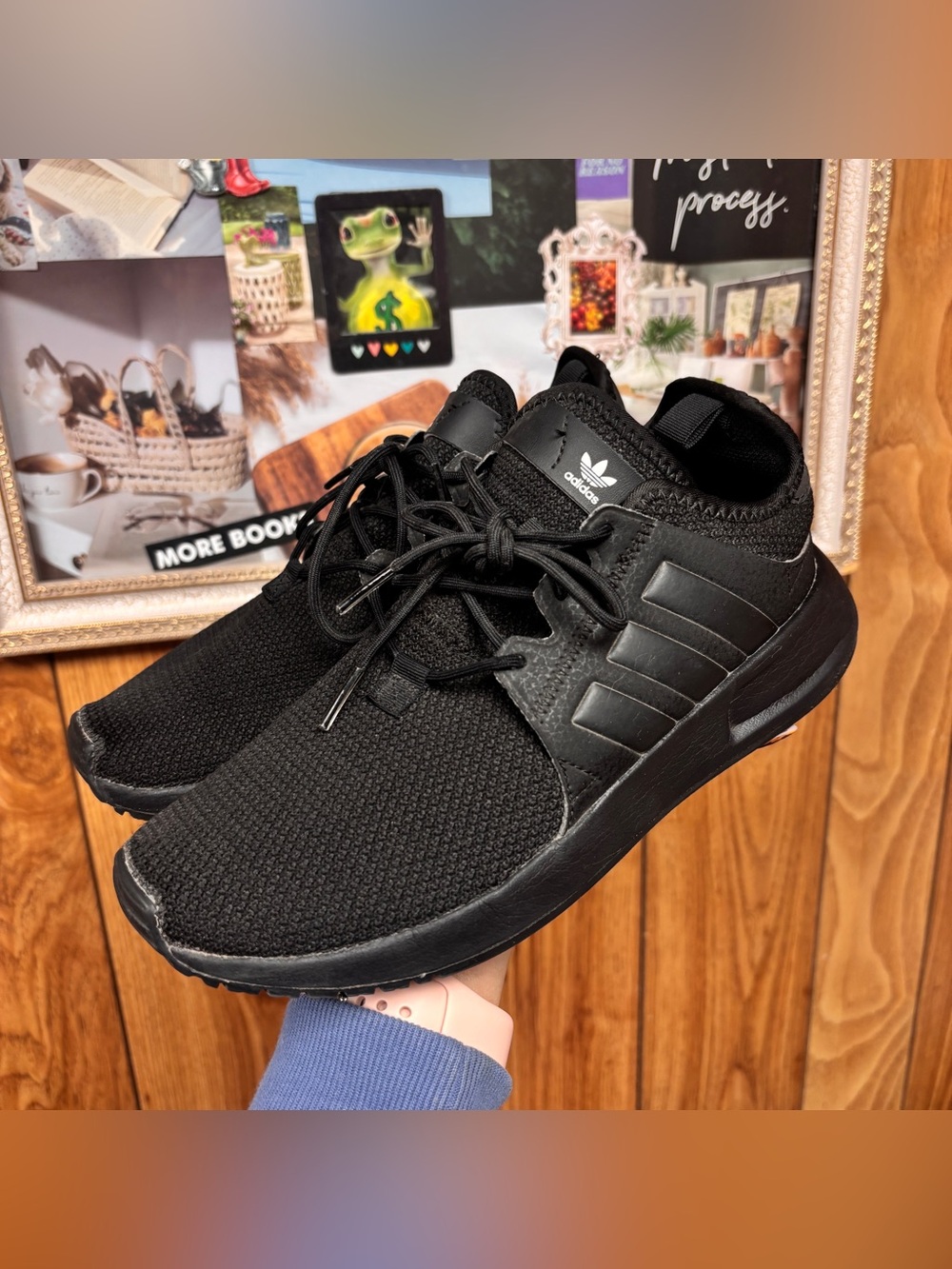 Adidas Youth Size 5 Black X_PLR Mesh Sneakers Shoes Triple Black or Womens 6.5
